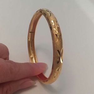 Design #17 - Etched gold plated bangle